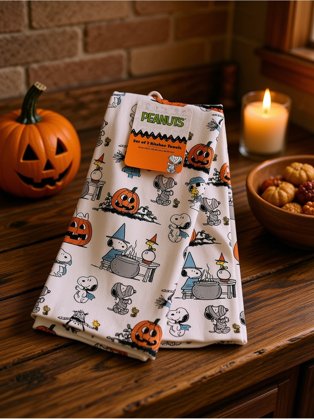 🆕PEANUTS SNOOPY HALLOWEEN 🎃 SET OF 2 KITCHEN TOWELS
